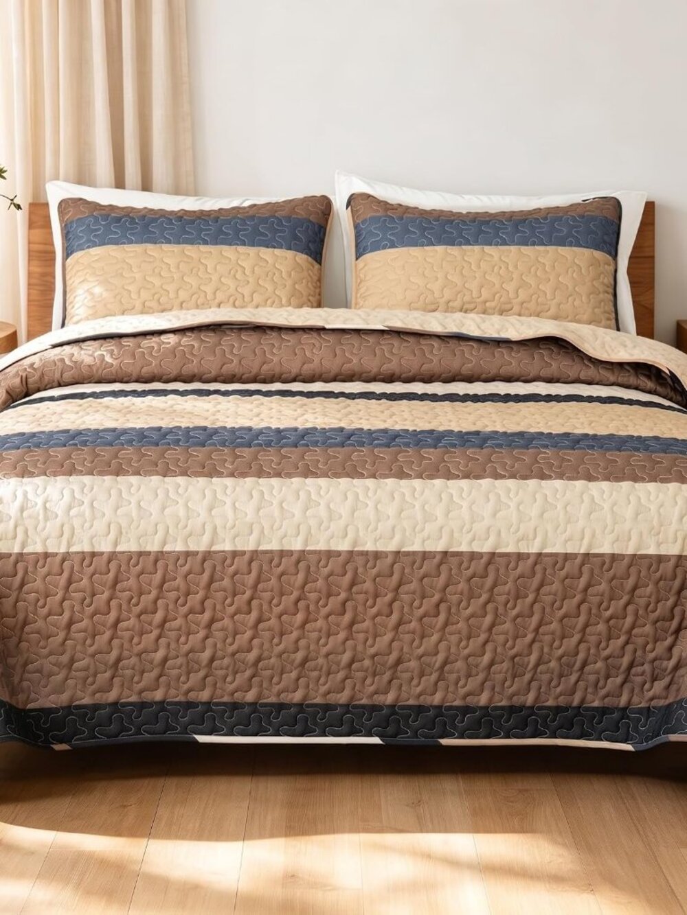 Reversible Camel Print Quilt Twin Size with 1 Pillow Sham